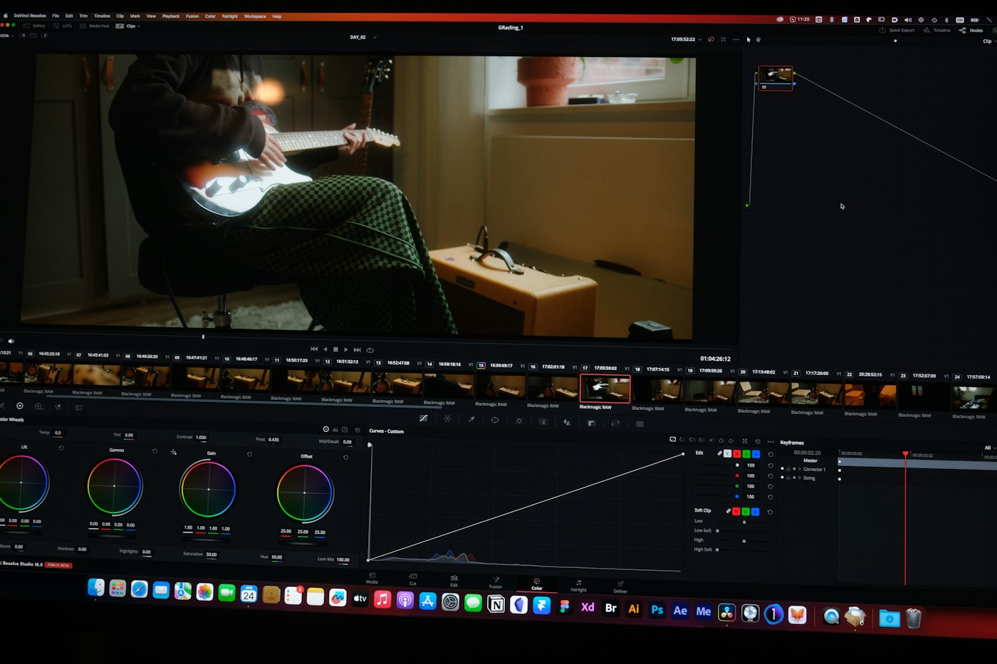 Retargeted character playing back on a monitor